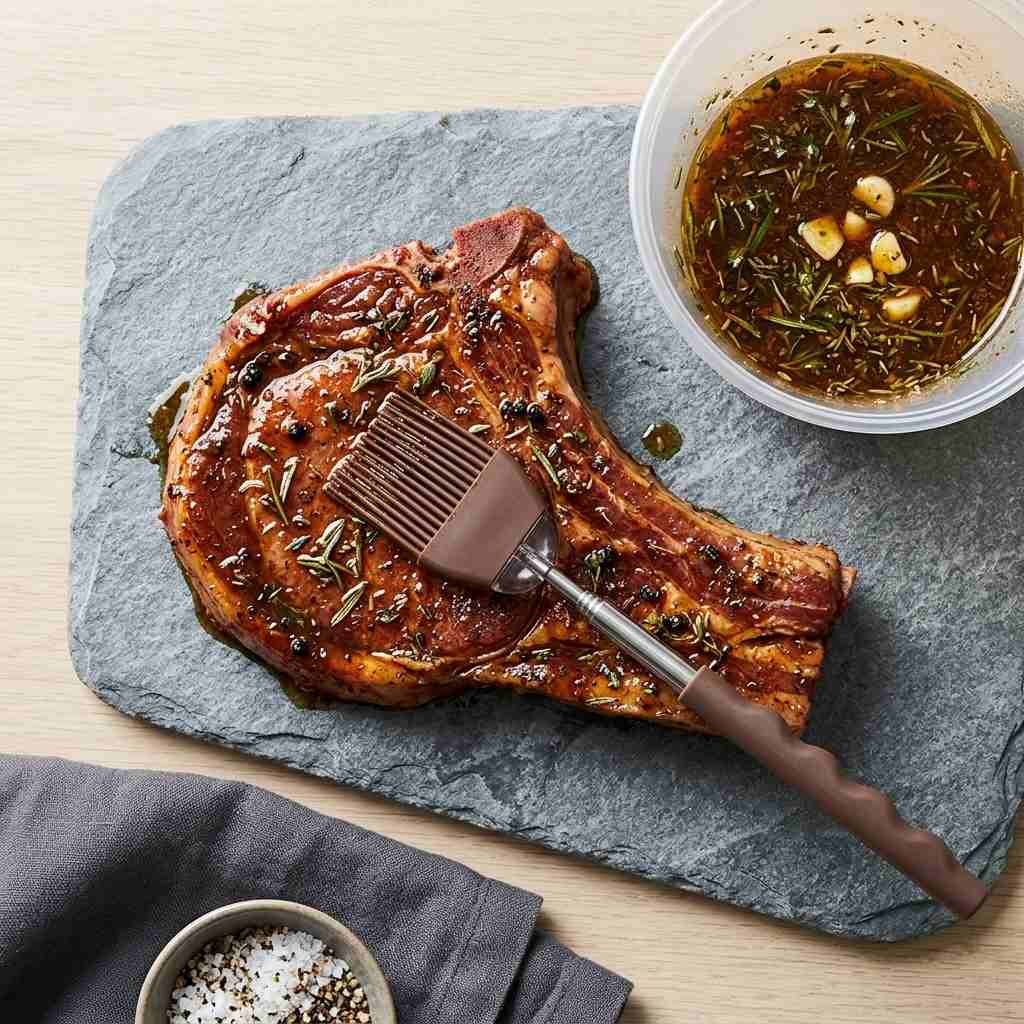 marinovaný vepřový steak na grilování a mašlovačka