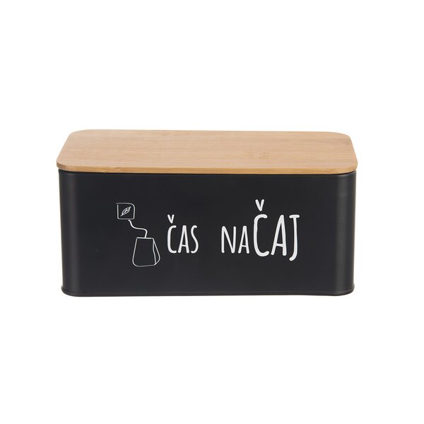 Dóza Čas na čaj BLACK 20,3x10,3x9 cm