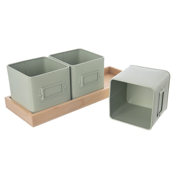 Květináč bylinky GREENISH 11,5x11,5 cm 3 ks+podtácek
