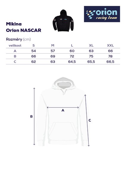Mikina s kapucí Orion NASCAR vel. S