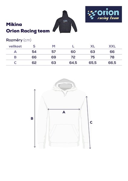 Mikina s kapucí Orion RACING vel. XXL